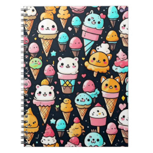 Cute colourful ice cream cones  notebook
