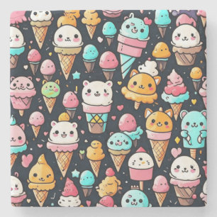 Cute colourful ice cream cones stone coaster