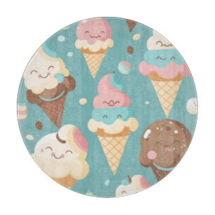 Cute colourful ice cream  cutting board