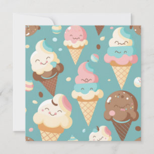 Cute colourful ice cream  invitation