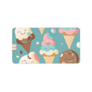 Cute colourful ice cream  label