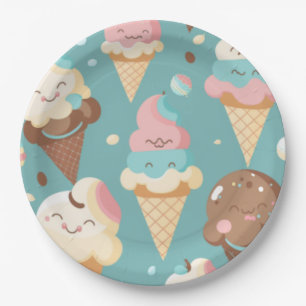 Cute colourful ice cream paper plate