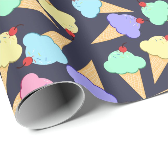 Cute Colourful Ice Cream Pattern Wrapping Paper (Roll Corner)