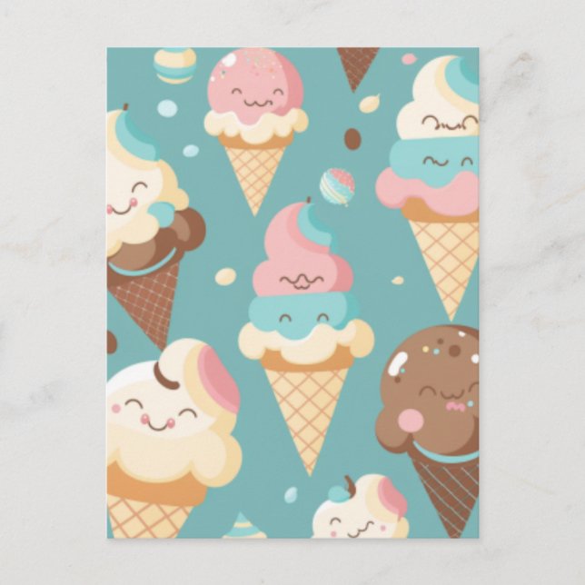 Cute colourful ice cream  postcard (Front)