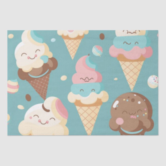 Cute colourful ice cream  tissue paper (Front)