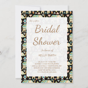 Cute colourful indian elephants bridal shower invitation
