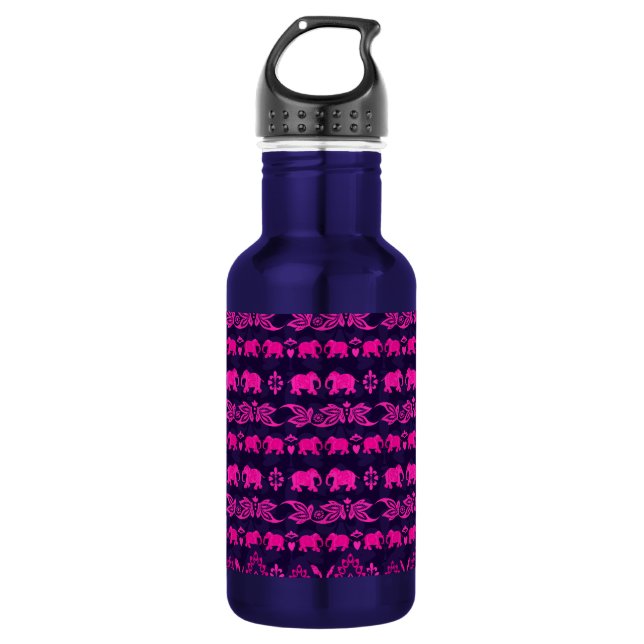 Cute Colourful Indian Elephants Pattern 532 Ml Water Bottle (Front)