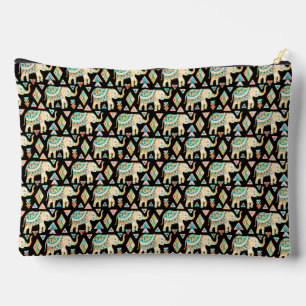 Cute colourful indian elephants pattern accessory pouch