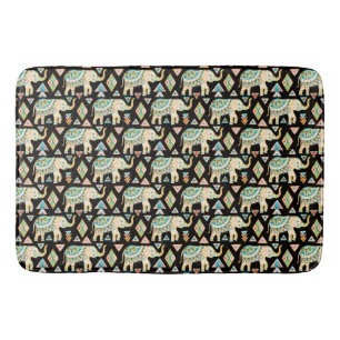 Cute colourful indian elephants pattern bath mat