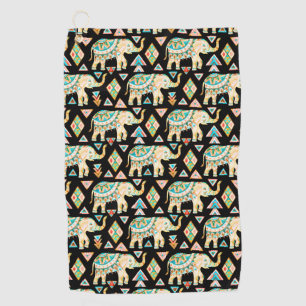 Cute colourful indian elephants pattern golf towel