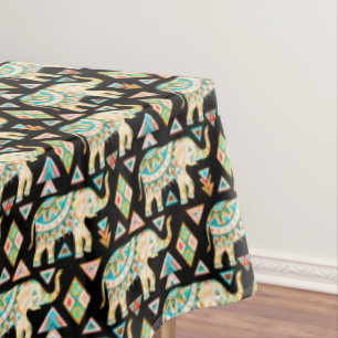 Cute colourful indian elephants pattern tablecloth