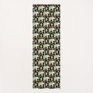 Cute colourful indian elephants pattern yoga mat