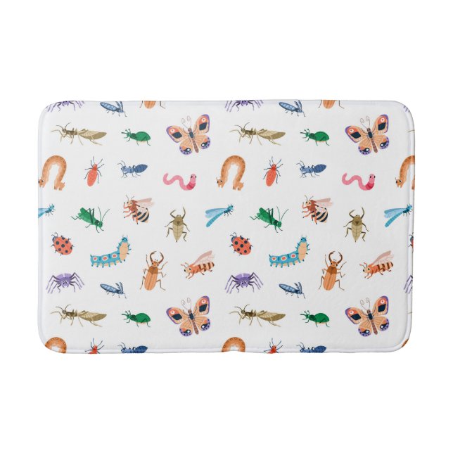 Cute Colourful Insect Pattern Bath Mat (Front)