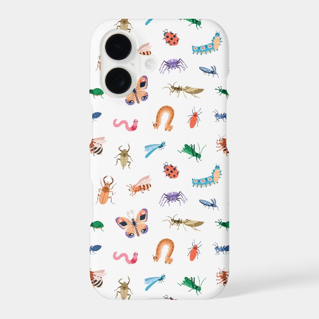 Cute Colourful Insect Pattern iPhone Case (Back)