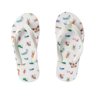Cute Colourful Insect Pattern Kid's Jandals
