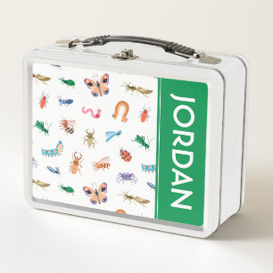 Cute Colourful Insect Pattern Metal Lunch Box