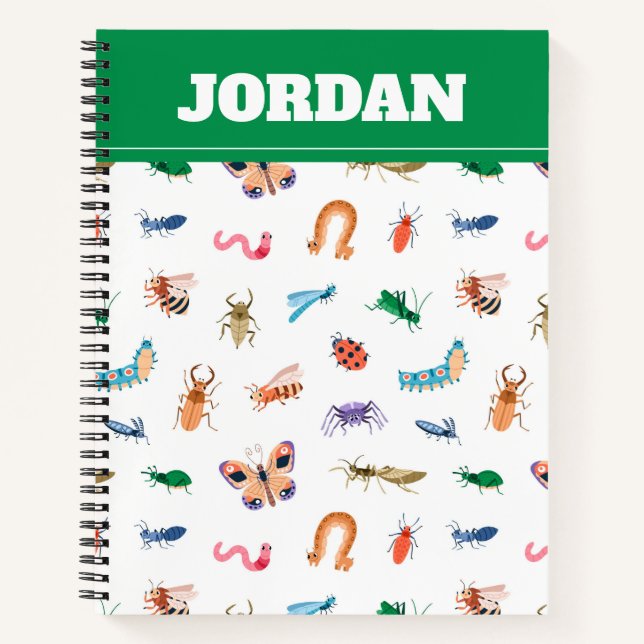Cute Colourful Insect Pattern Notebook (Front)