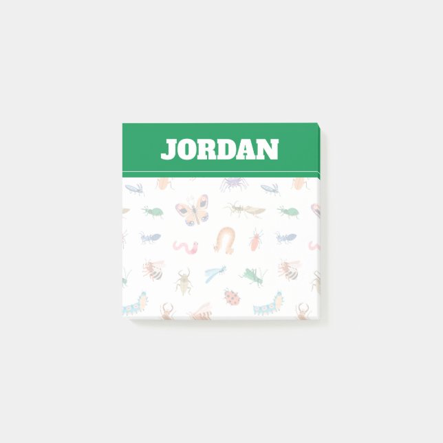 Cute Colourful Insect Pattern Post-it Notes (Front)