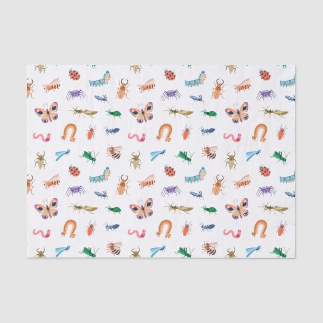 Cute Colourful Insect Pattern Tissue Paper (Front)