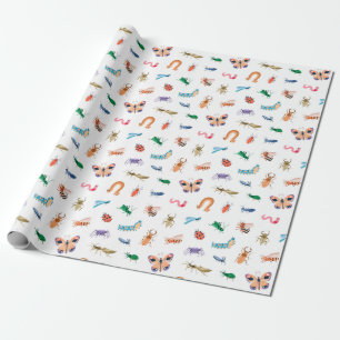Cute Colourful Insect Pattern Wrapping Paper