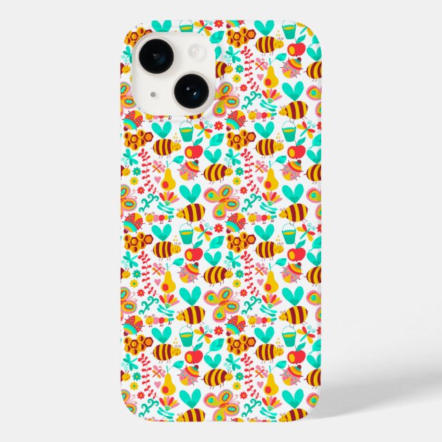 Cute colourful insects patterns Case-Mate iPhone case (Back)
