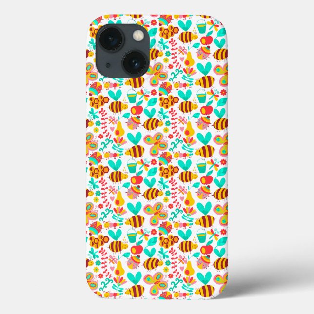 Cute colourful insects patterns Case-Mate iPhone case (Back)