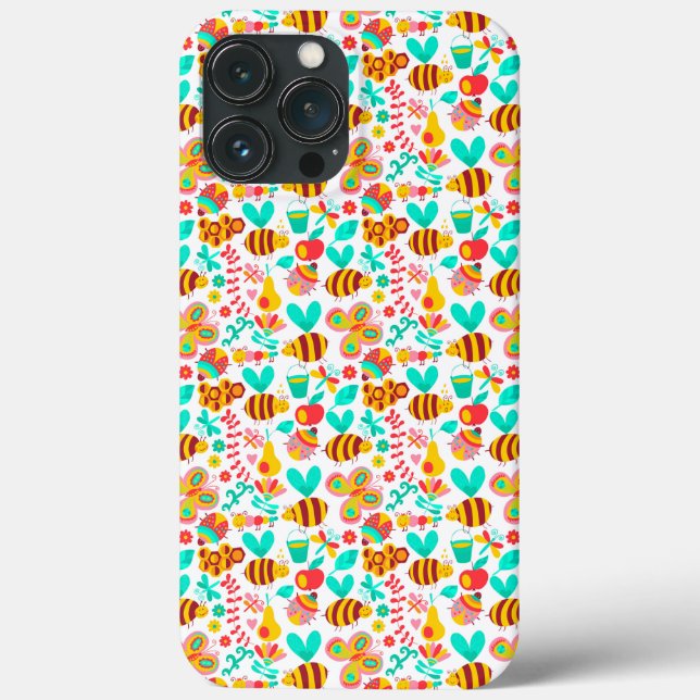 Cute colourful insects patterns Case-Mate iPhone case (Back)