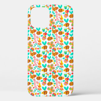 Cute colourful insects patterns iPhone 12 case