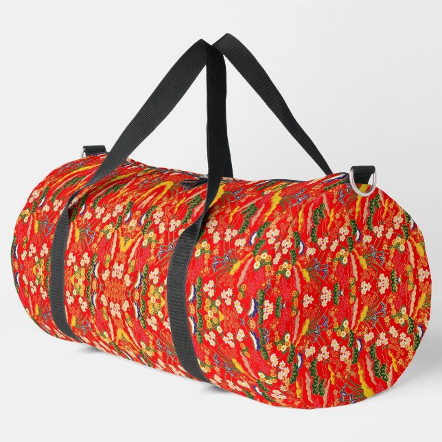 Cute colourful japanese floral patterns duffle bag (Left Corner)