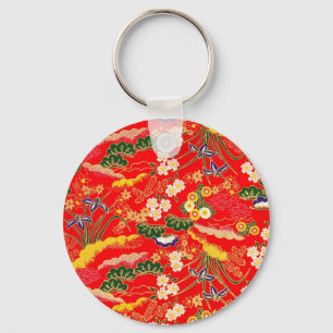 Cute colourful japanese floral patterns key ring