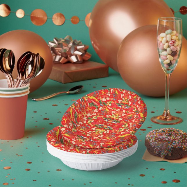 Cute colourful japanese floral patterns paper plate (Multi)