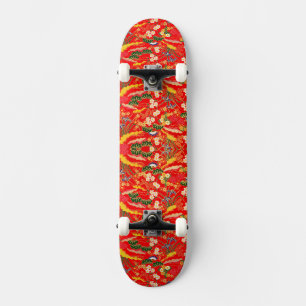 Cute colourful japanese floral patterns skateboard
