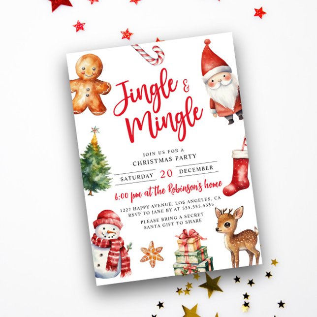 Cute Colourful Jingle & Mingle Kids Christmas Part Invitation (Creator Uploaded)