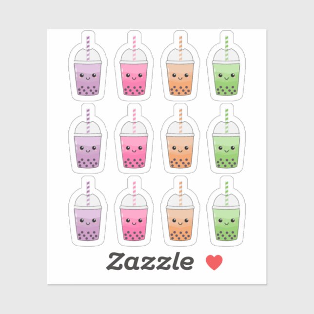 Cute Colourful Kawaii Boba Tea Cups Bujo Planner (Sheet)