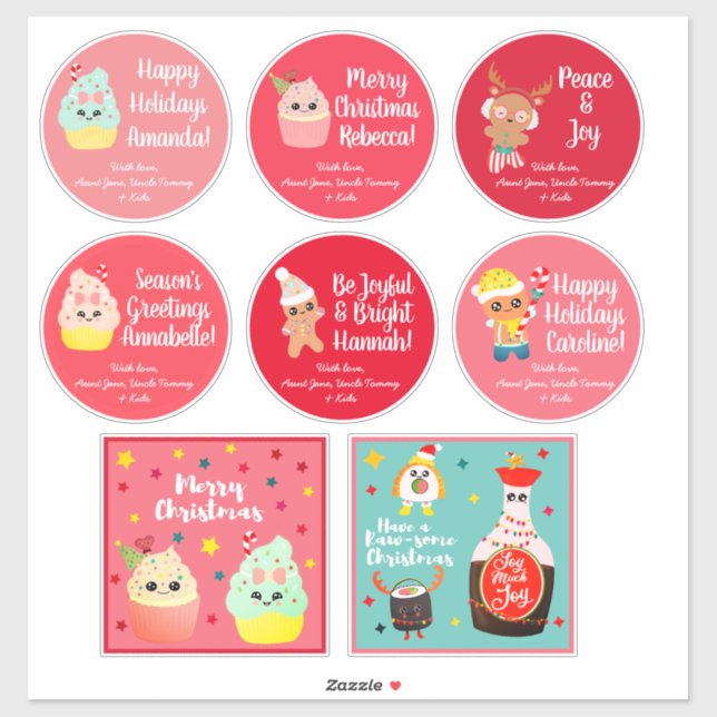 Cute Colourful Kawaii Christmas Cookie Sticker Pac (Sheet)