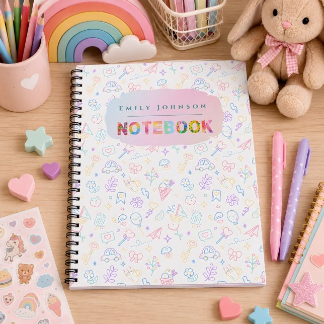 Cute Colourful Kid’s Name Bright Rainbow Colours Notebook (Creator Uploaded)