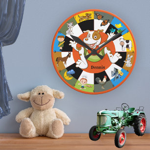 Cute Colourful Kids Animal Wall Clock