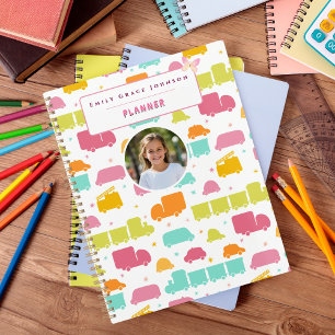 Cute Colourful Kids Background Custom Name Photo Planner