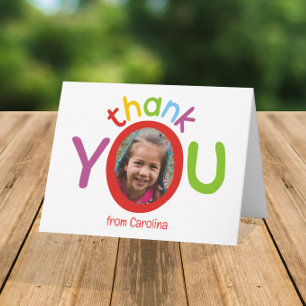 Cute Colourful Kids Photo Thank You Card