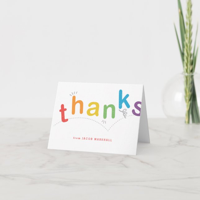 Cute Colourful Kids Rainbow Type Thank You Card (Front)