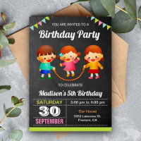 Cute Colourful Kids Skipping Rope Birthday Party