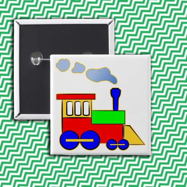 Cute Colourful Kids Train Engine 15 Cm Square Badge (Cute Colorful Kids Train Engine Pinback Button)