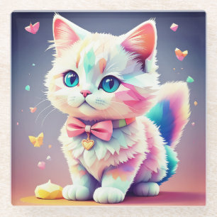 Cute Colourful Kitten-84301 Glass Coaster