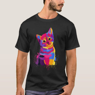 Cute Colourful Kitten  Cat Mum Dad T-Shirt