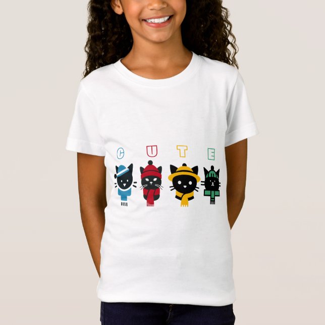 Cute colourful kittens heads T-Shirt (Front)