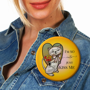 Cute Colourful Kitty Heart Button