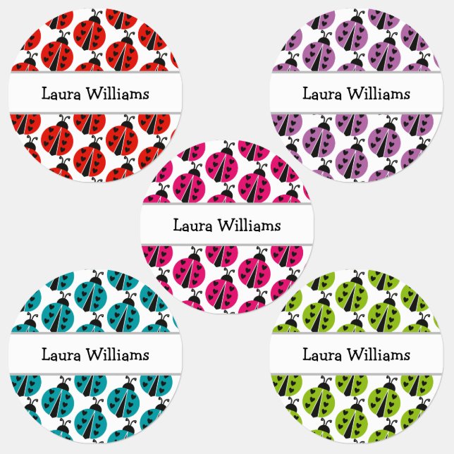 Cute Colourful Ladybug Personalised Name (Group)
