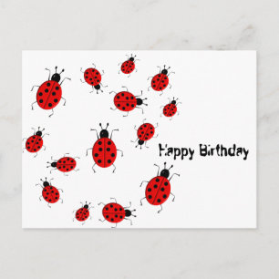 Cute colourful ladybugs clip art postcard