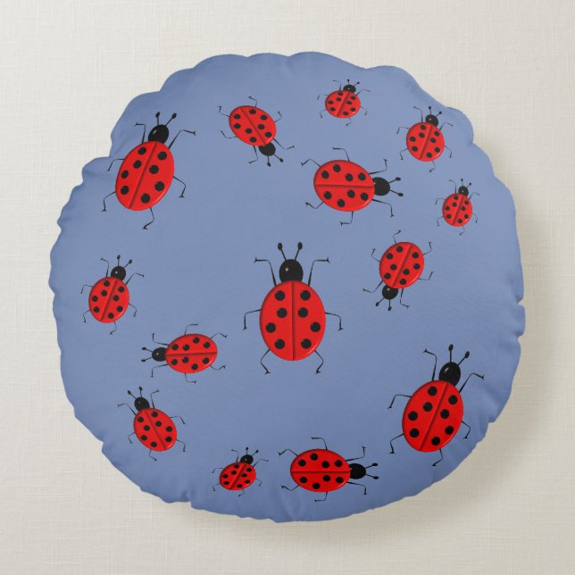 Cute colourful ladybugs clip art round cushion (Front)