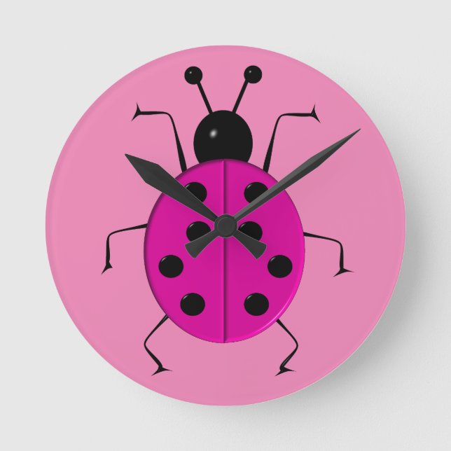 Cute colourful ladybugs ,lucky charm round clock (Front)